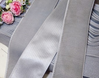 1.5"~ GRAY ~Vintage Swiss Velvet Ribbon Shark Skin Light Grey Ladies Victorian Millinery Hat Supply Trim Work Antique Doll Dress