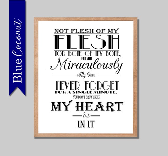 Items similar to adoption printable, Not flesh of my flesh, not bone of