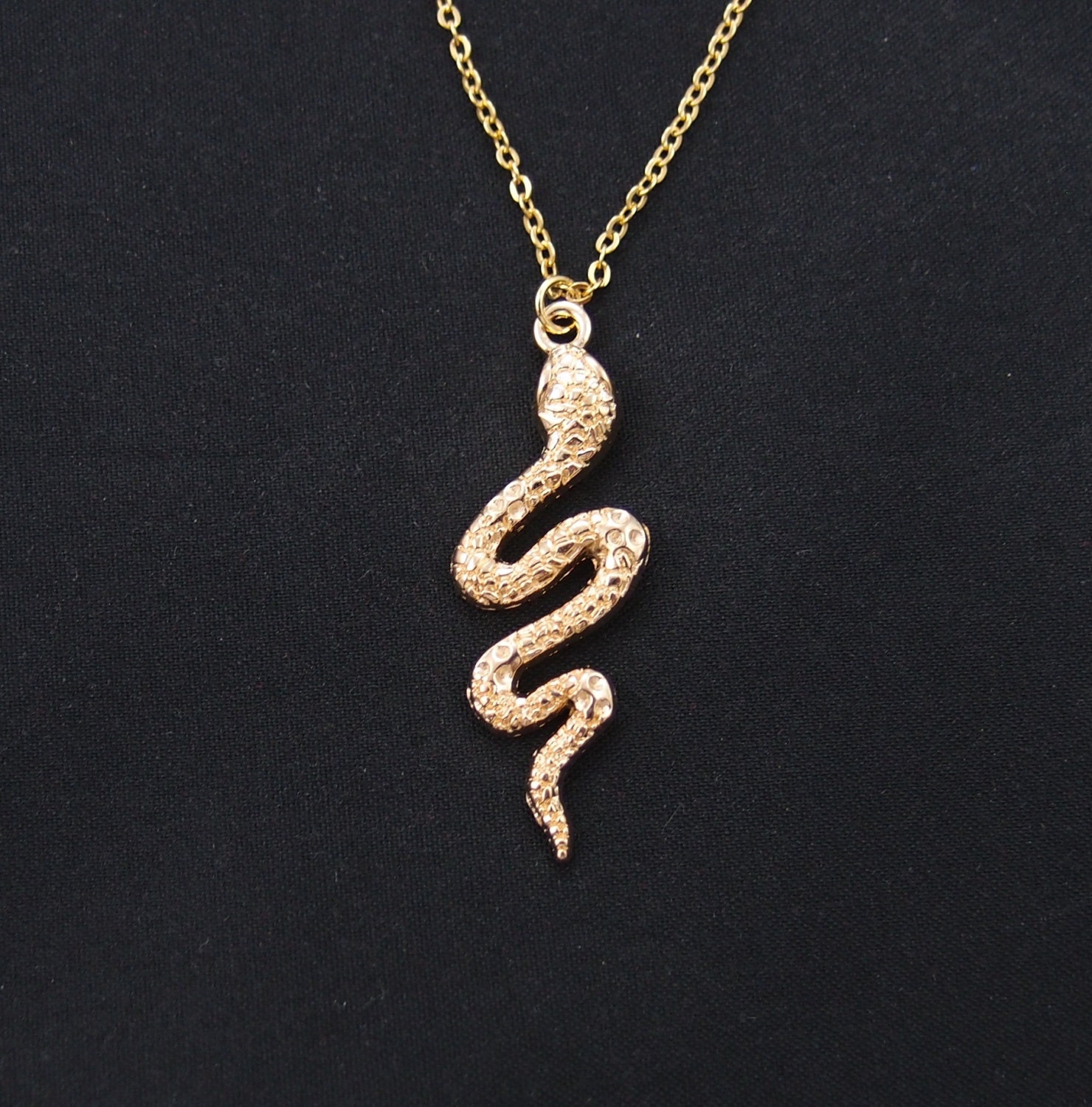 snake necklace long necklace option gold snake charm retro