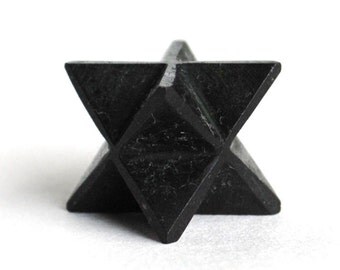 Black Tourmaline Hand Cut Crystal Merkaba Star Natural Stone