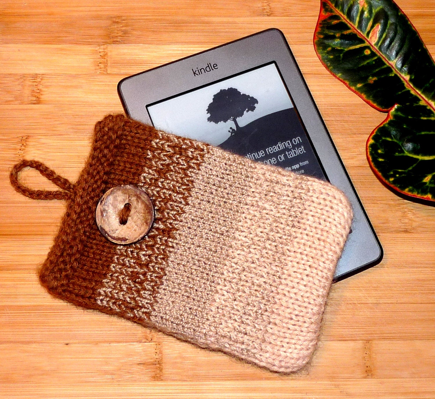 Kindle cover E Book cover Hand knitted Beige / by MyKnitWorld