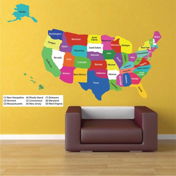United State Map Decal USA Map Sticker State Map by PrimeDecal