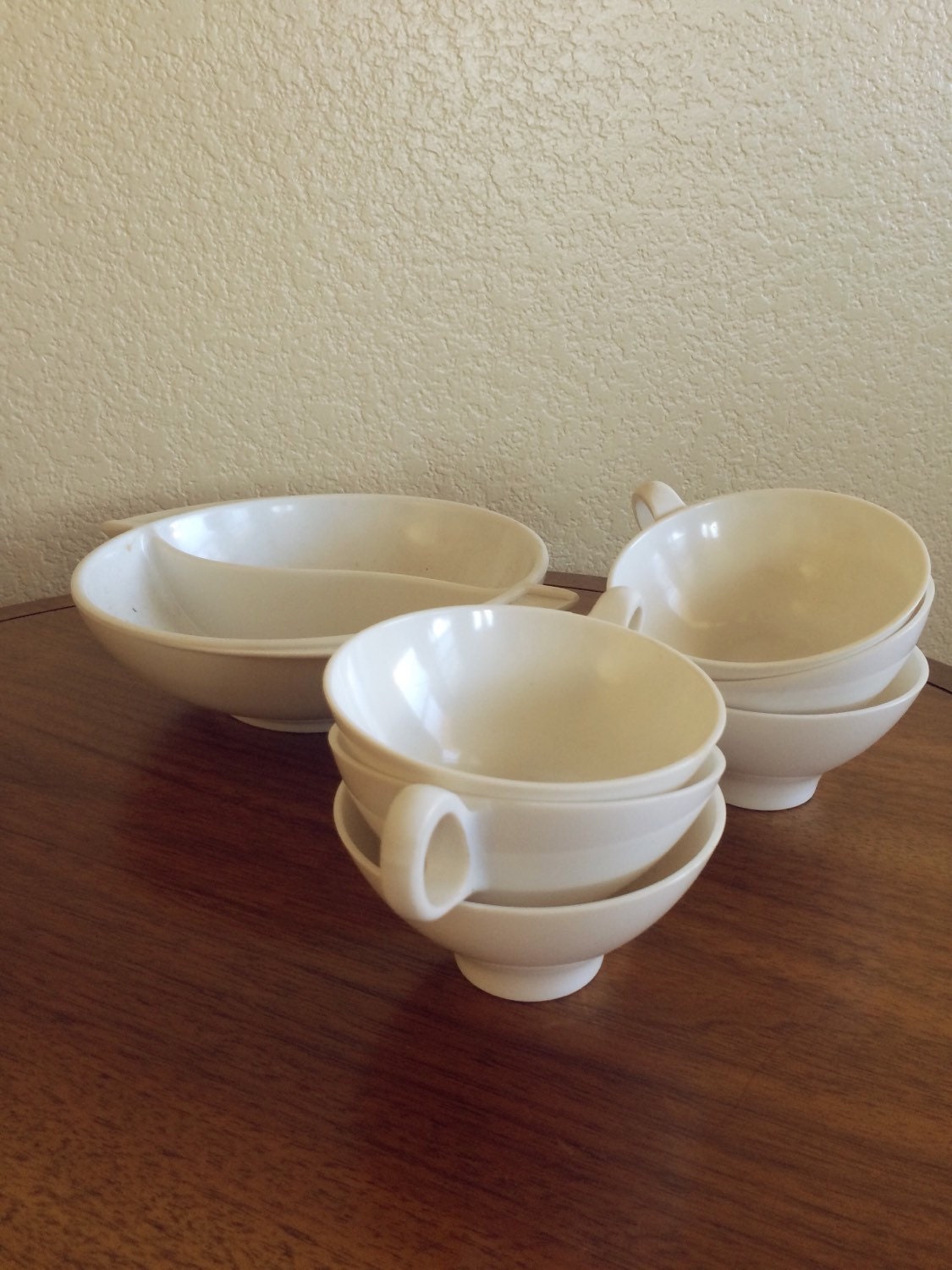 Mid Century Boontonware Melamine Divided Serving Bowl And Cups Haute Juice