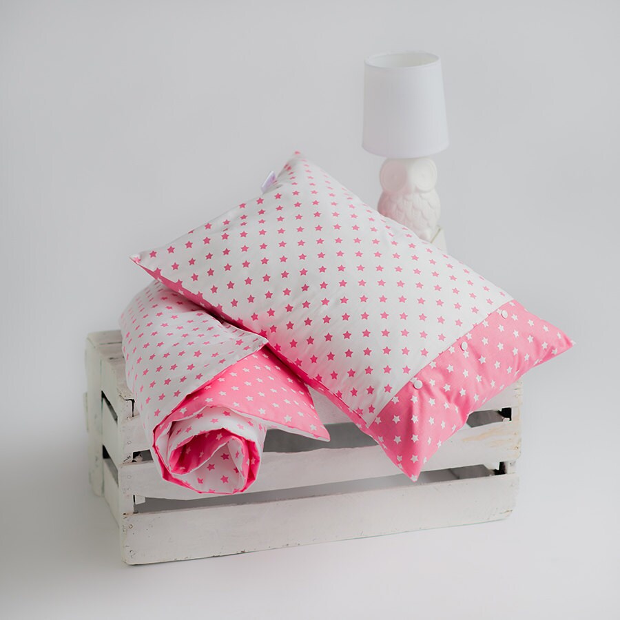 Star baby bedding White Pink Cot bed duvet and by CotandCot