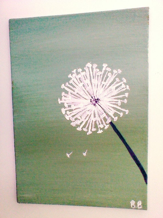 Reserved for Katie 3 Original Dandelion Acrylic Painting