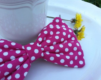 Hot Pink & white Polka Dot Bow