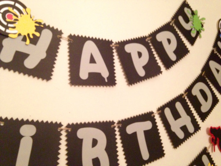 Happy Birthday Banner paintball themed by DandelionPaperDecor