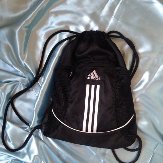 adidas 3 stripe drawstring black and white bag by mygoodies91