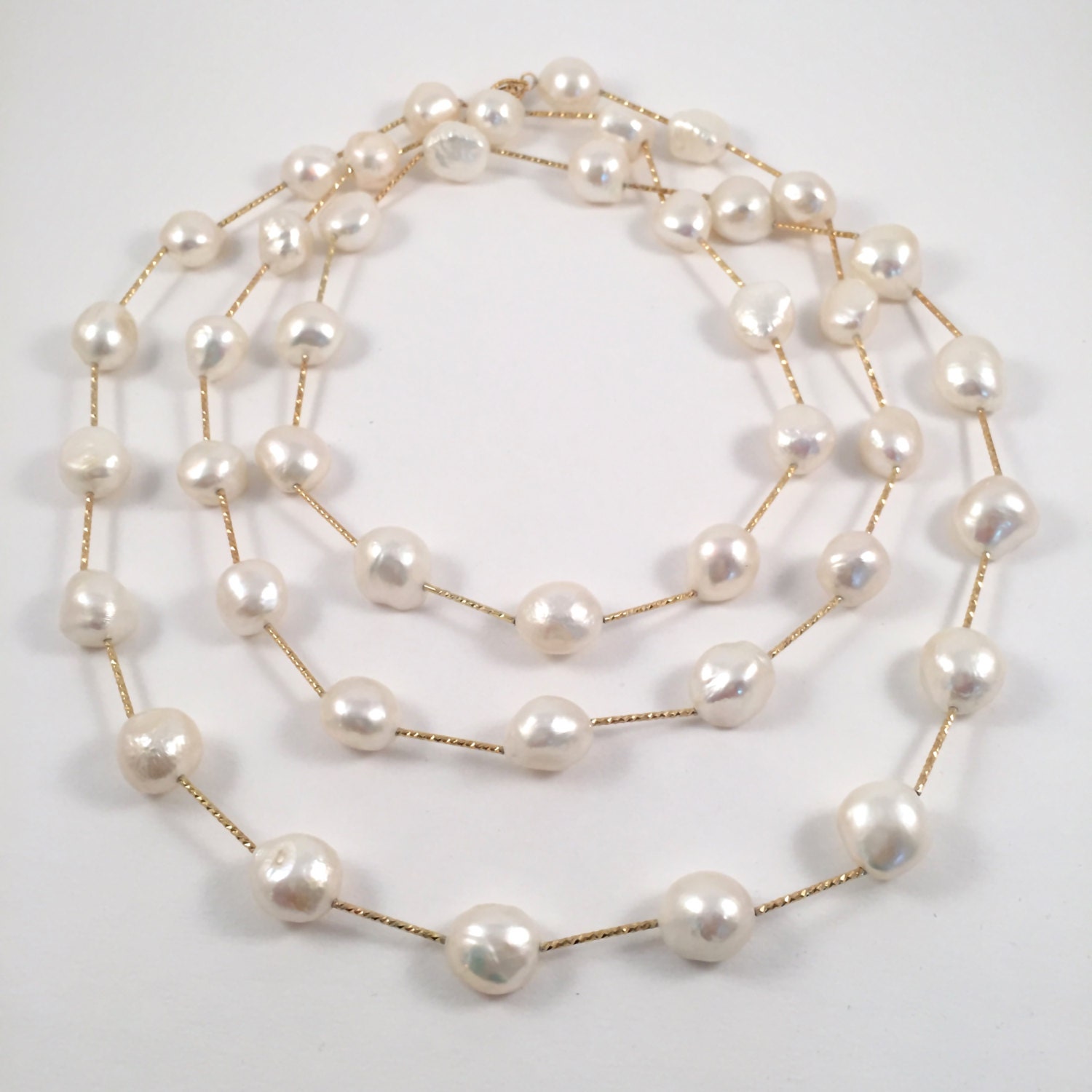 Large Baroque Freshwater Pearl Necklace Long by JiaojiaosPearls