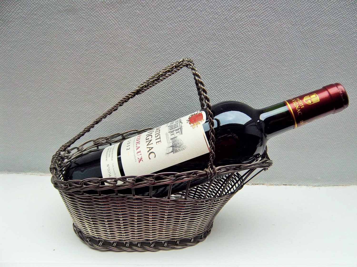 Wine Bottle Basket NEW LOWER POSTAGE cost French by HatteDesign