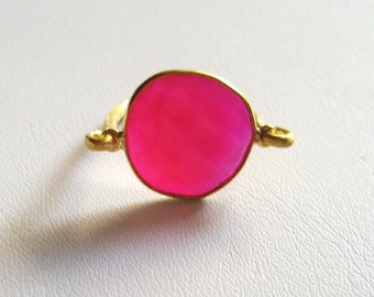 Fuchsia agate ring,18kt Goldplated silver ring, Fuchsia ring, Gemstone ring
