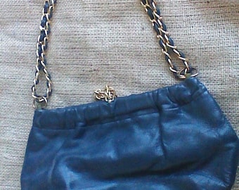 Blue Genuine Leather Handbag by Morris Moskowitz bag