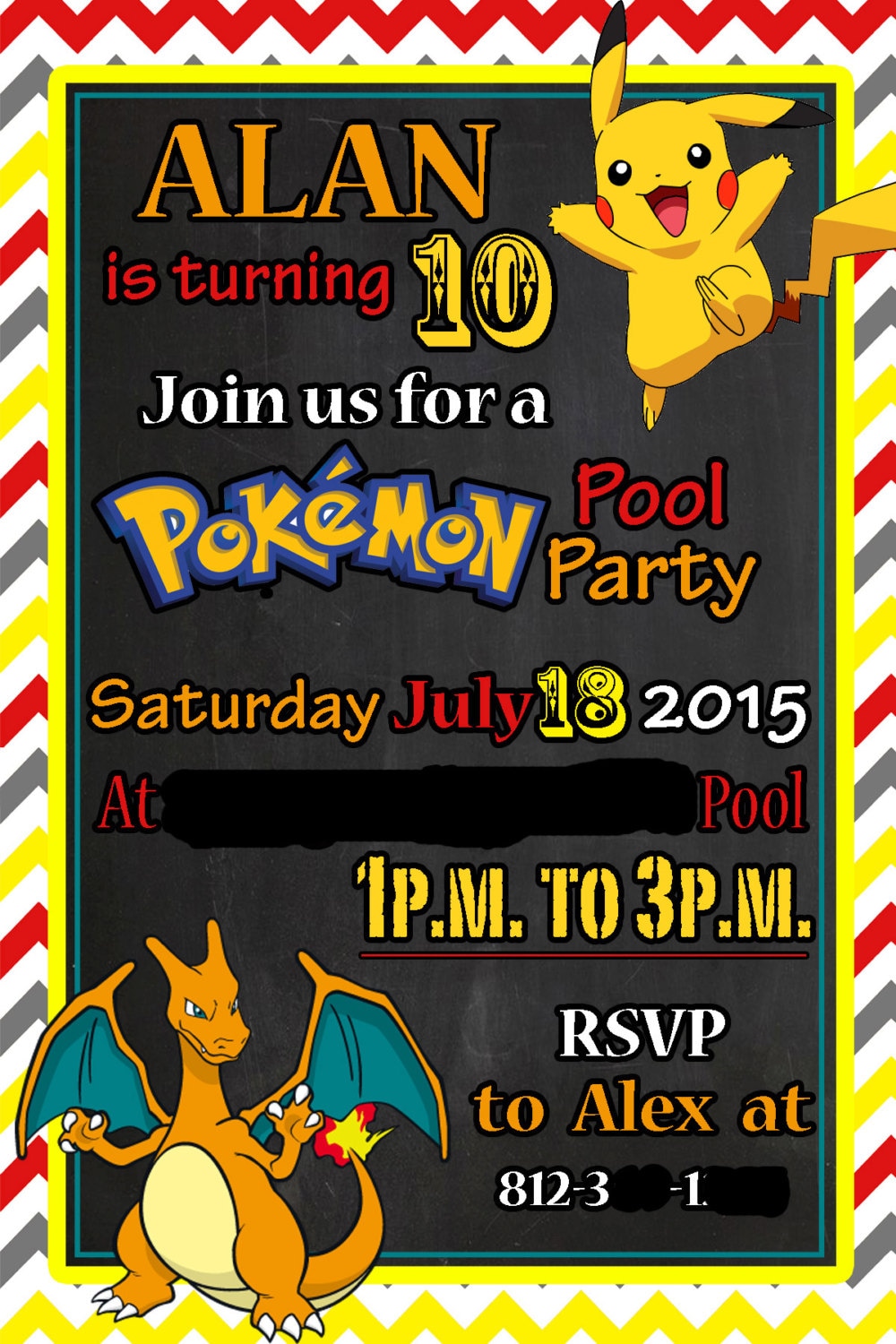 Pokemon Pool Party Invitations 5