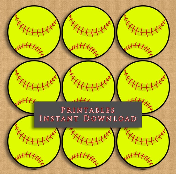 2.5 Softball Printable Cupcake Toppers Sports Theme