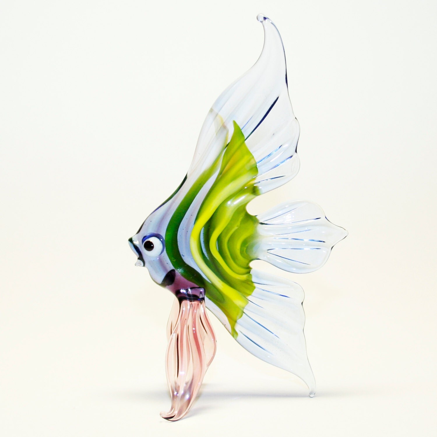Glass figurine Angelfish exotic fish handmade by ArtGlassFigurine