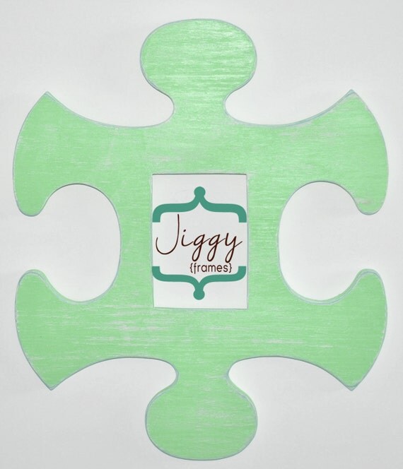Items similar to Large Custom Jigsaw Puzzle Piece Photo Frame Wood Photo Frame with Shabby