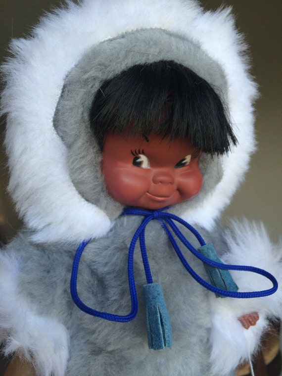 Indien Art Fishing Eskimo collectable Doll, in a furry ...