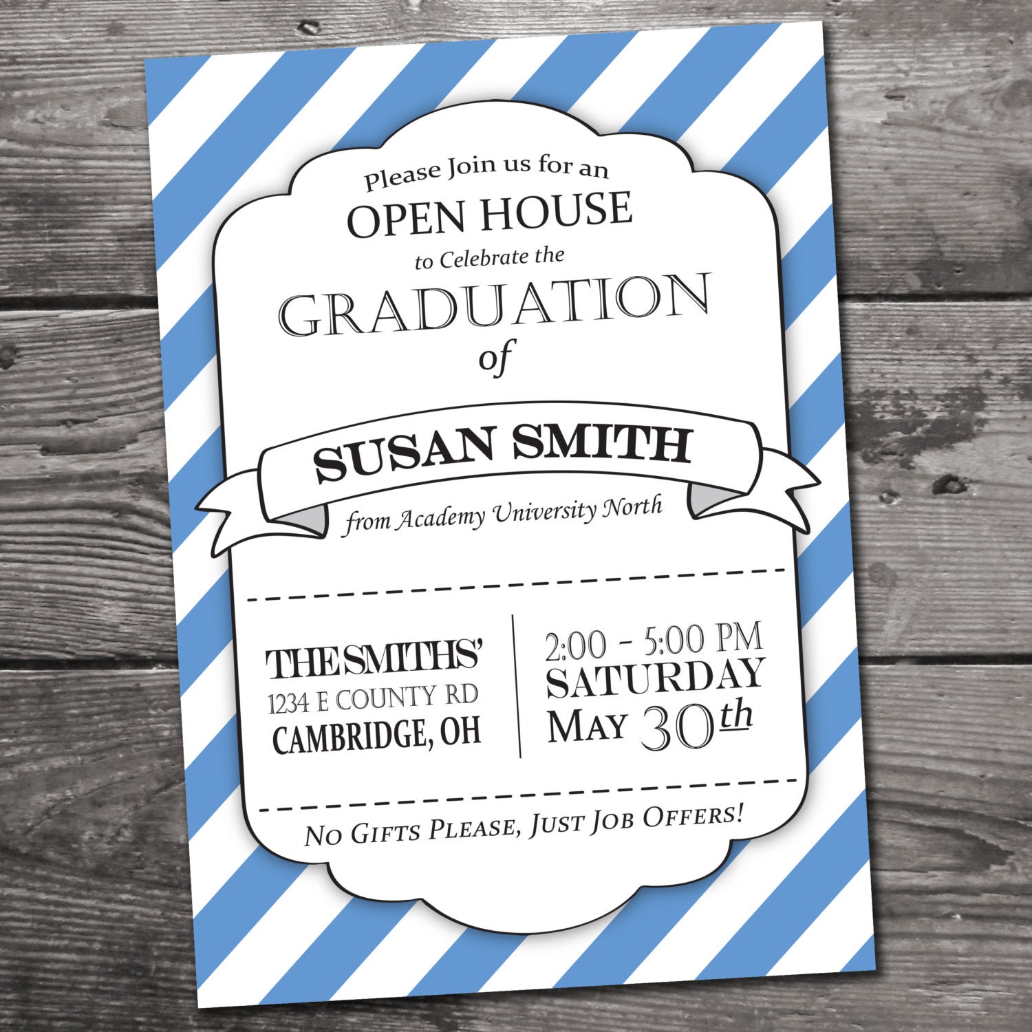Customizable Graduation Open House Invitation By HoundPrintDesign