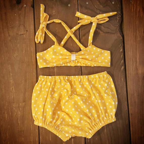 Vintage Style Two Piece Baby Girl Bathing Suit