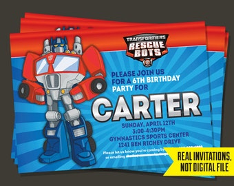 Transformers Invitation - Transformers Birthday Invitation - Transformers Rescue Bots