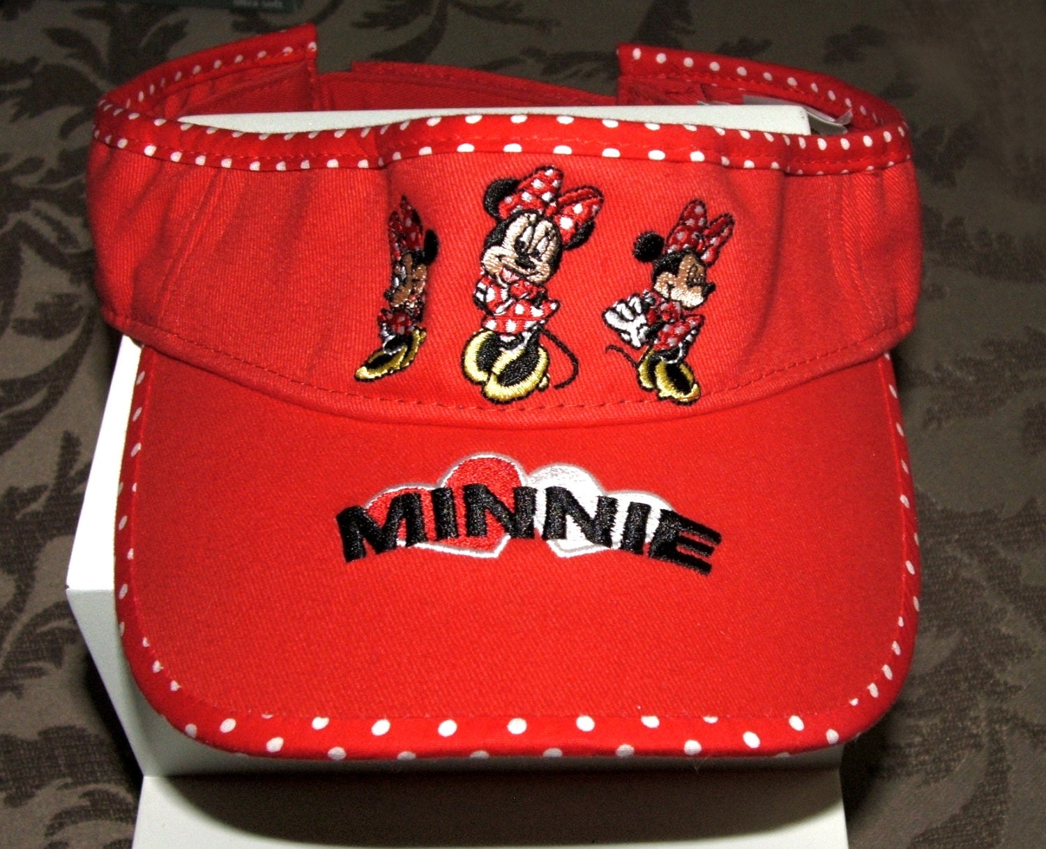 Minnie Mouse Disney Sun Visor Red and White Never by ThriftyMidge