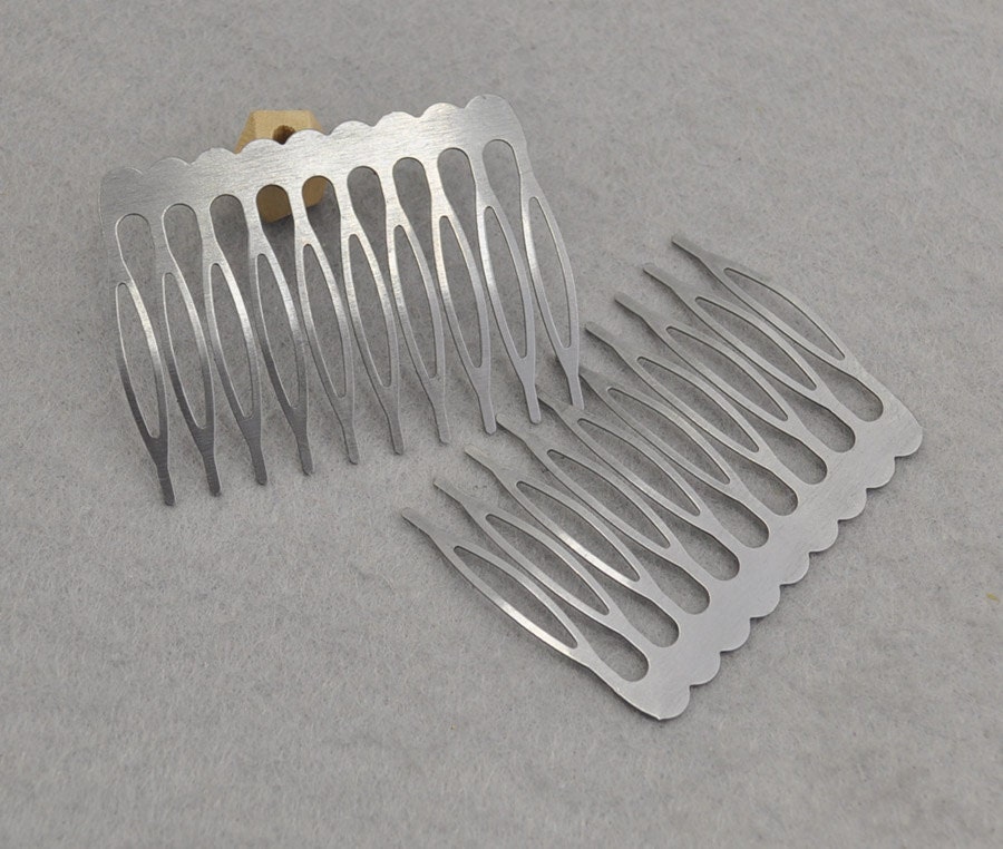 Silver Gray Metal Comb 10pcs Metal Hair Combs 10