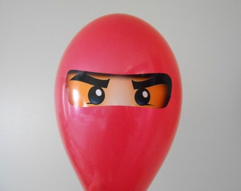 8 PRINTED Ninjago eyes for balloons gift bags decorations and boxes, stickers