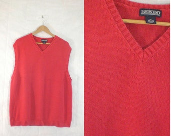 40%offAug18-21 mens sweater vest size xl, red v-neck cotton vest, 1980s sweater vest 80s sweater vest, minimalist mens knit vest lands end