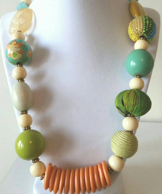 Boho Necklace Vintage Beads Statement by VintageinMyDreams