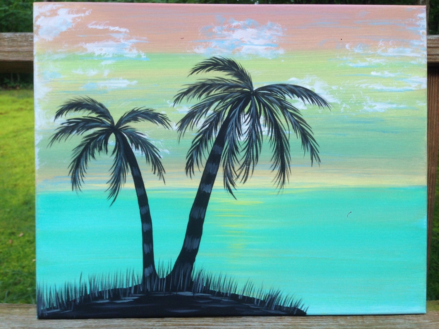 16x20 Hand Painted Abstract Palm Tree Painting