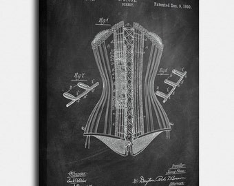 Corset Canvas, Corset Patent, Corset Vintage, Corset Blueprint, Corset Print, Corset Prints, Corset Wall Art, Corset Decor