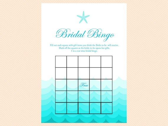 Bridal Bingo Game Gift Bingo cards Nautical by MagicalPrintable