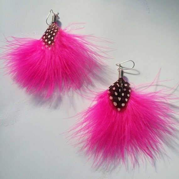 Pink feather earrings Clearance