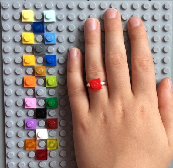 Lego adjustable childrens ring by miljata on Etsy