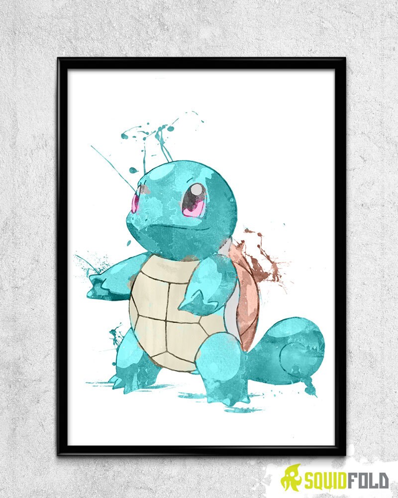 Squirtle Pokemon Watercolor print/poster wall art by SquidFold