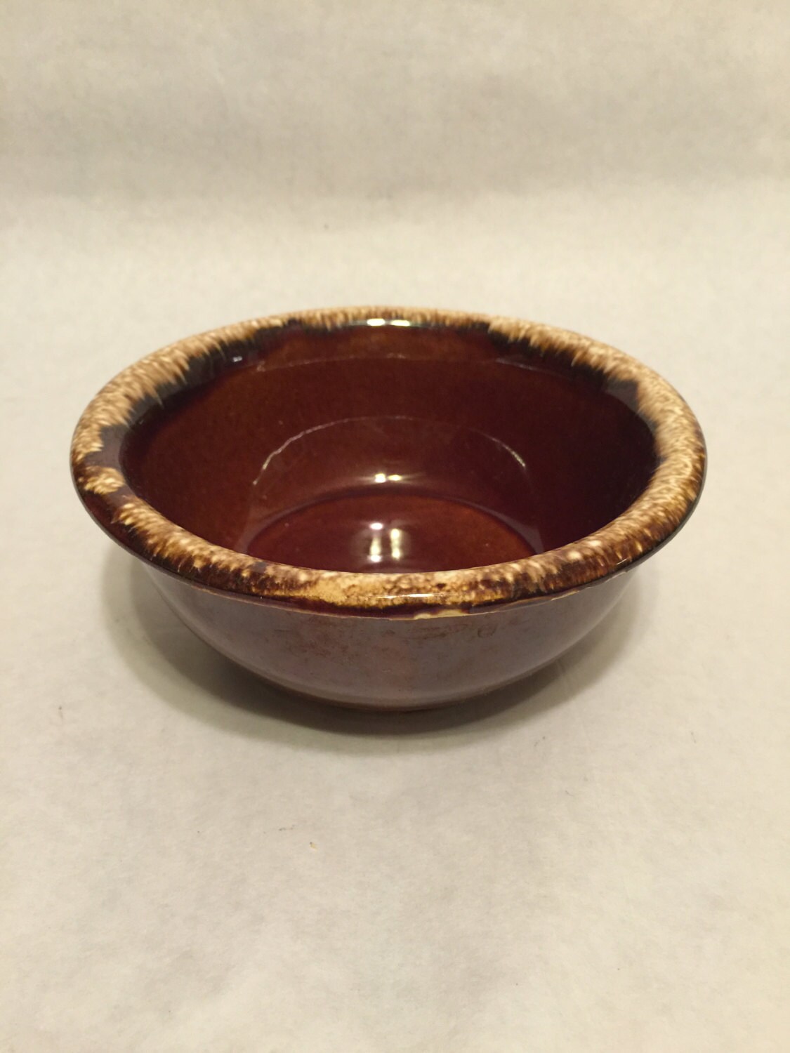 Vintage Hull Pottery Bowl Rustic Brown Drip Haute Juice