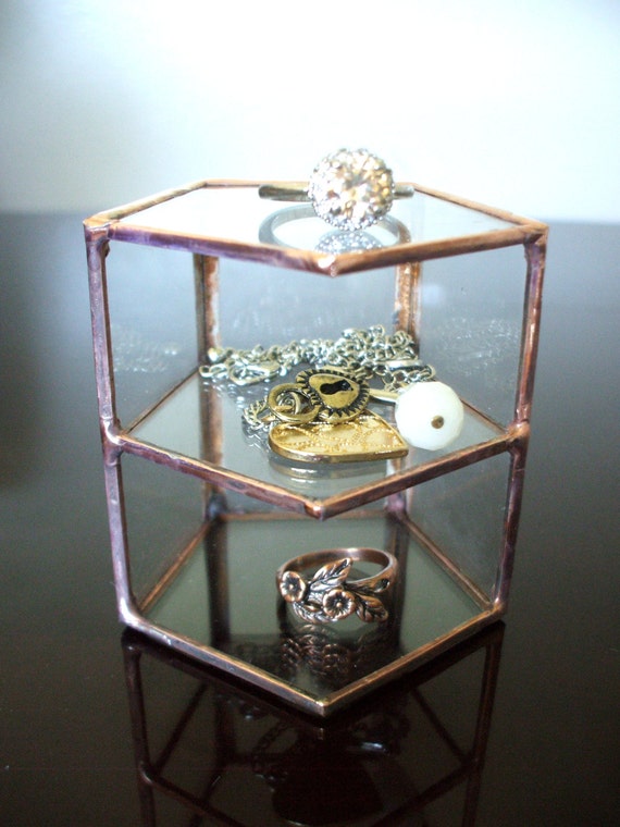 Small Geometric Glass Display Case Jewelry by AngularAlchemy