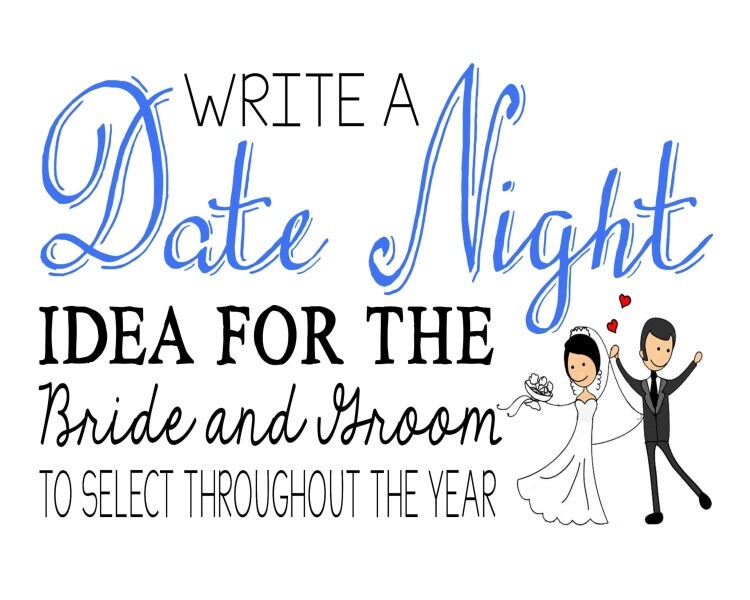 Date Night Ideas Wedding Sign Printable by BlueOrchidDesignsLV