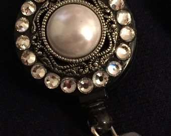 Diamond and Pearl (faux) Badge Reel