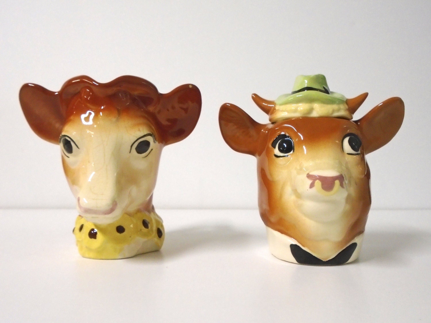 Elsie and Elmer Cows Vintage 1950’s Sugar and Creamer Set with Sticker