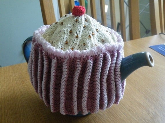 Hand Knitted Cupcake tea cosy