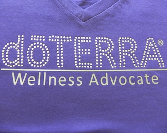 doTerra - Approved and Compliant - Purple Ladies Bling V-Neck T-shirt