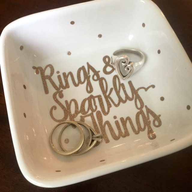Rings and Sparkly Things Glitter Gold Jewelry Dish by SSCBOWTIQUE