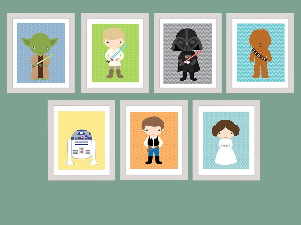 Star Wars Set of 7 Wall art Printable Nursery Decor