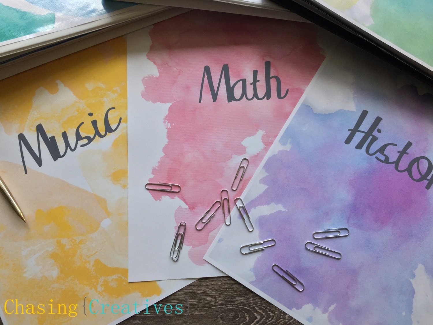Personalized Watercolor Binder Covers by ChasingCreatives on Etsy