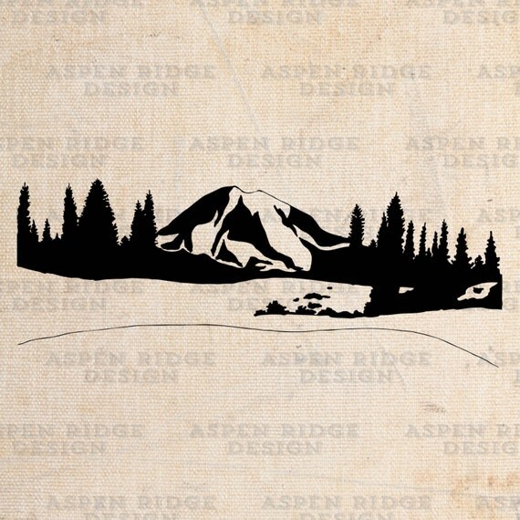 Mt Rainier Hand Drawn Graphic Clip Art Wilderness Vector