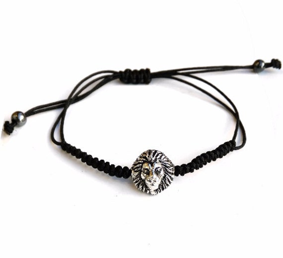 Head of Lion Silver Men Bracelet Macrame Bracelet by Suelodeplata