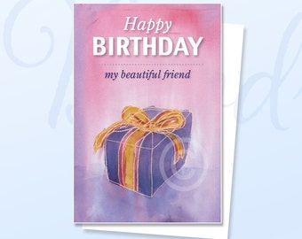 Happy Birthday Friend, Greeting Card, Happy Birthday Card, Greeting Card, Birthday, Birthday card, Girlfriend card, Friend, card, pink