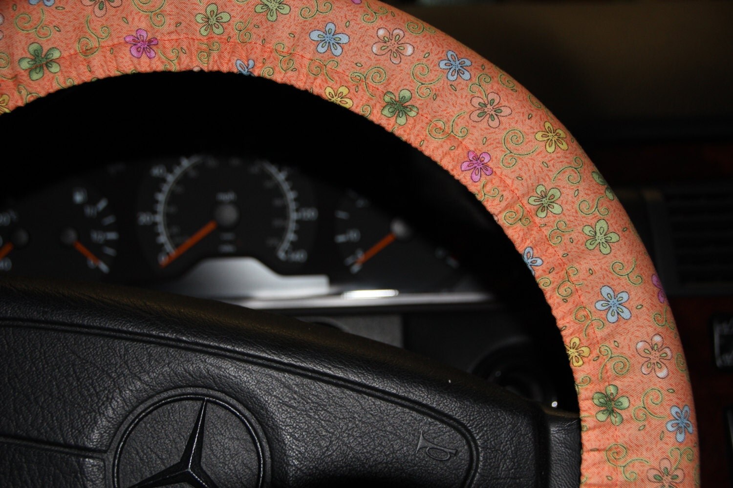 Coral Flowers Steering Wheel Cover. Orange Wheel Cover . Girls