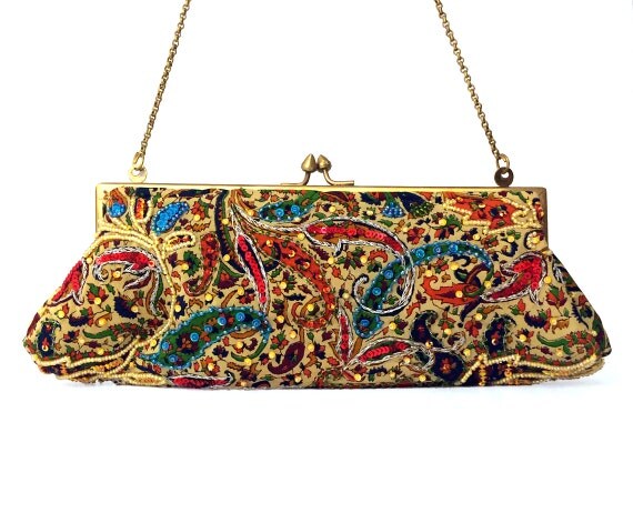 Vintage Beaded Purse with Chain Strap